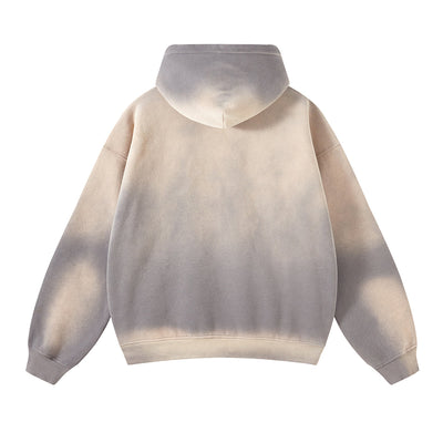 Women's Washed Ripped Kangaroo Pocket Hoodie-INNBLAC