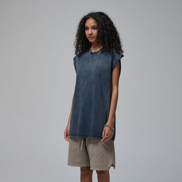 Women's Acid Wash Sleeveless T Shirt 7.5oz-INNBLAC