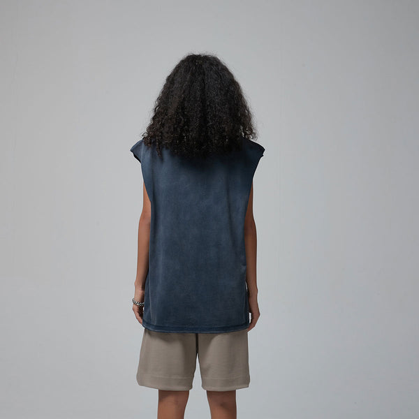 Women's Acid Wash Sleeveless T Shirt 7.5oz-INNBLAC