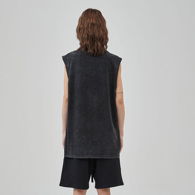Women's Frayed Sleeveless T Shirt 8oz-INNBLAC
