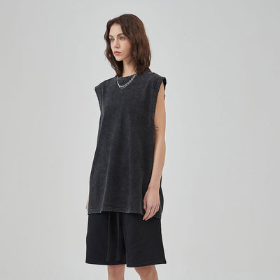 Women's Frayed Sleeveless T Shirt 8oz-INNBLAC