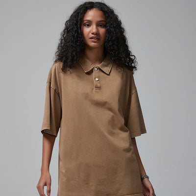 Women's Stone Wash Heavy Collar Shirt 7.5oz-INNBLAC