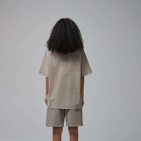 Women's Stone Wash Distressed Tee 8oz-INNBLAC