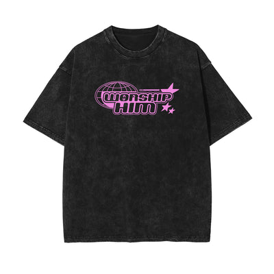 Worship Him Christian Y2K Graphic Tee-INNBLAC