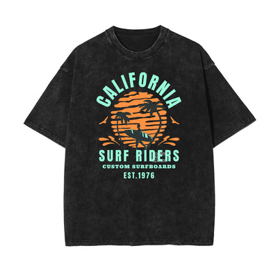 Stone Wash Summer Vacation Pattern Tee