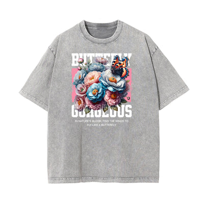 Washed Cotton Blossom Pattern Tee