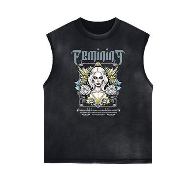 Frayed Edge Blossom Graphic Muscle Tank