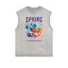 Distressed Sleeveless Blossom Graphic Tee