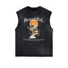 Frayed Edge Blossom Graphic Muscle Tank