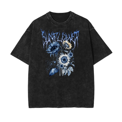 Washed Faded Blossom Pattern Tee
