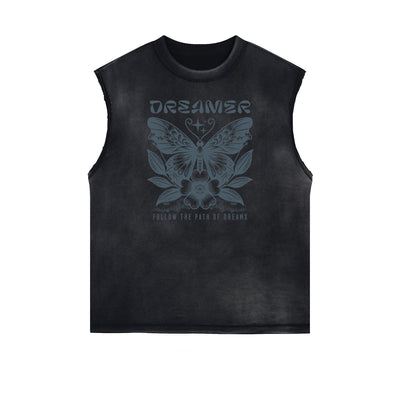Frayed Edge Blossom Graphic Muscle Tank