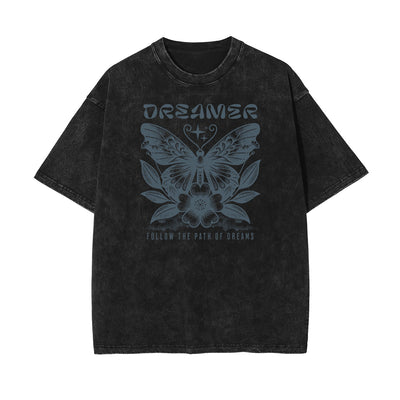 Washed Faded Blossom Pattern Tee