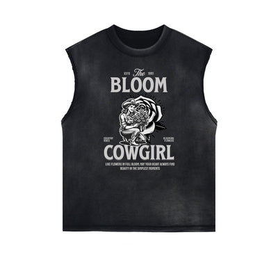 Frayed Edge Blossom Graphic Muscle Tank