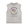 Distressed Sleeveless Blossom Graphic Tee