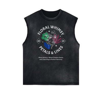 Frayed Edge Blossom Graphic Muscle Tank