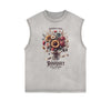 Distressed Sleeveless Blossom Graphic Tee