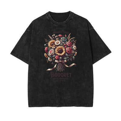 Washed Faded Blossom Pattern Tee