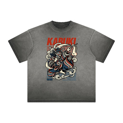 Distressed Faded Japanese Ukiyo Graphic Tee