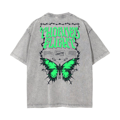 Stone Wash Gothic Style Graphic Tee