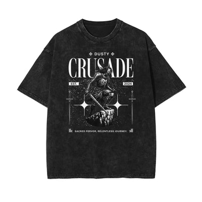 Stone Wash Crusades Pattern T Shirt