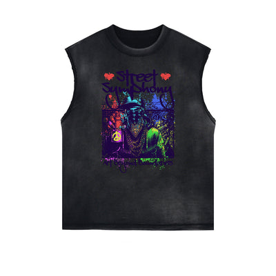 Frayed Edge Graffiti Style Graphic Tank