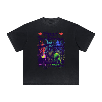 Thick Faded Graffiti Style Graphic Tee