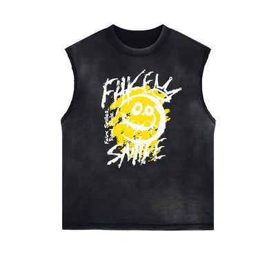 Frayed Edge Graffiti Style Graphic Tank