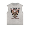 Frayed Edge Asian Style Graphic Tank Top