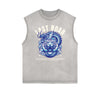 Frayed Edge Asian Style Graphic Tank Top