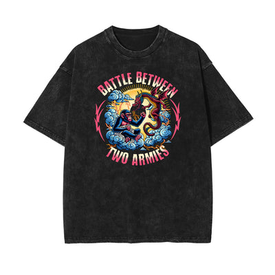 Washed Asian Style Graphic Cotton Tee