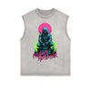 Frayed Edge Asian Style Graphic Tank Top