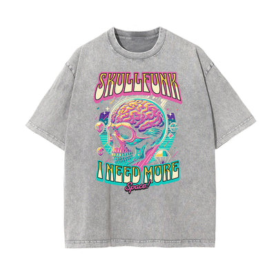 Stone Wash Skull Pattern T Shirt