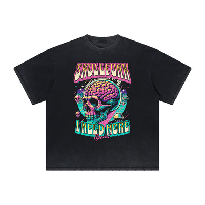 Thick Faded Skull Graphic T Shirt