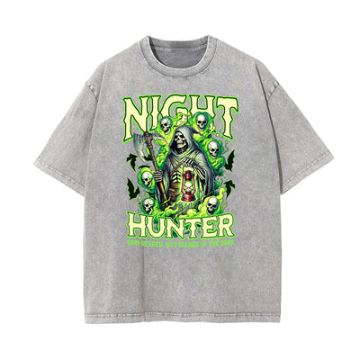 Stone Wash Skull Pattern T Shirt