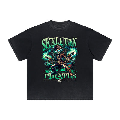 Thick Faded Skull Graphic T Shirt