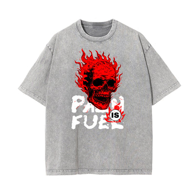 Stone Wash Skull Pattern T Shirt