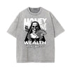 Stone Wash Skull Pattern T Shirt