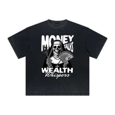Thick Faded Skull Graphic T Shirt