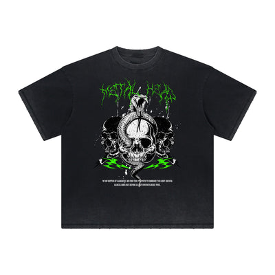 Thick Faded Skull Graphic T Shirt