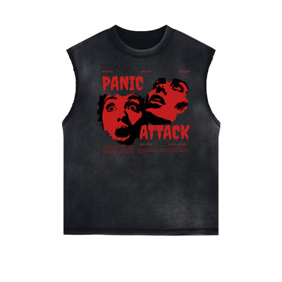 Distressed Sleeveless Splash Ink Graphic Tee