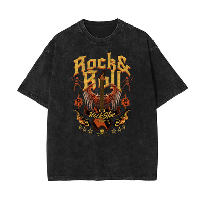 Stone Wash Rock Style Pattern T Shirt