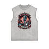 Distressed Sleeveless Rock Style Pattern Tee