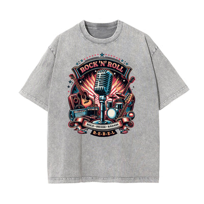 Washed Rock Style Graphic Cotton Tee