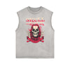 Distressed Sleeveless Rock Style Pattern Tee