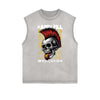 Distressed Sleeveless Rock Style Pattern Tee