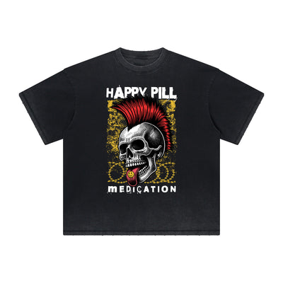 Thick Faded Rock Style Graphic T Shirt