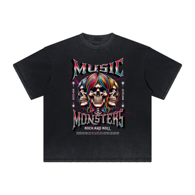 Thick Faded Rock Style Graphic T Shirt