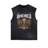Distressed Sleeveless Gods & Faith Pattern Tee