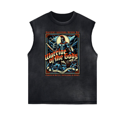 Distressed Sleeveless Gods & Faith Pattern Tee