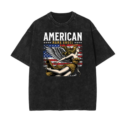 Stone Wash Playful Cartoon Graphic Tee